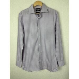 Bonobos Mens Button Up Dress Shirt Small Blue Plaid Business Casual Wrinkle Free